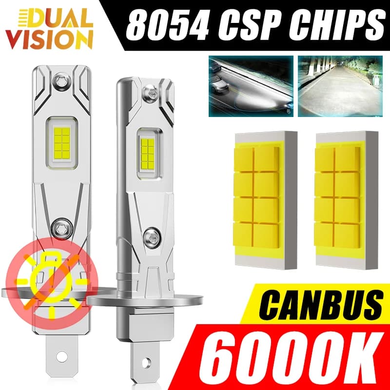 H1 LED Headlight Bulbs for Car Canbus High Power Auto Lights 8054 CSP 1:1 Mini Size Focus Automobile Headlamps Fog Lamps 12V 24V
