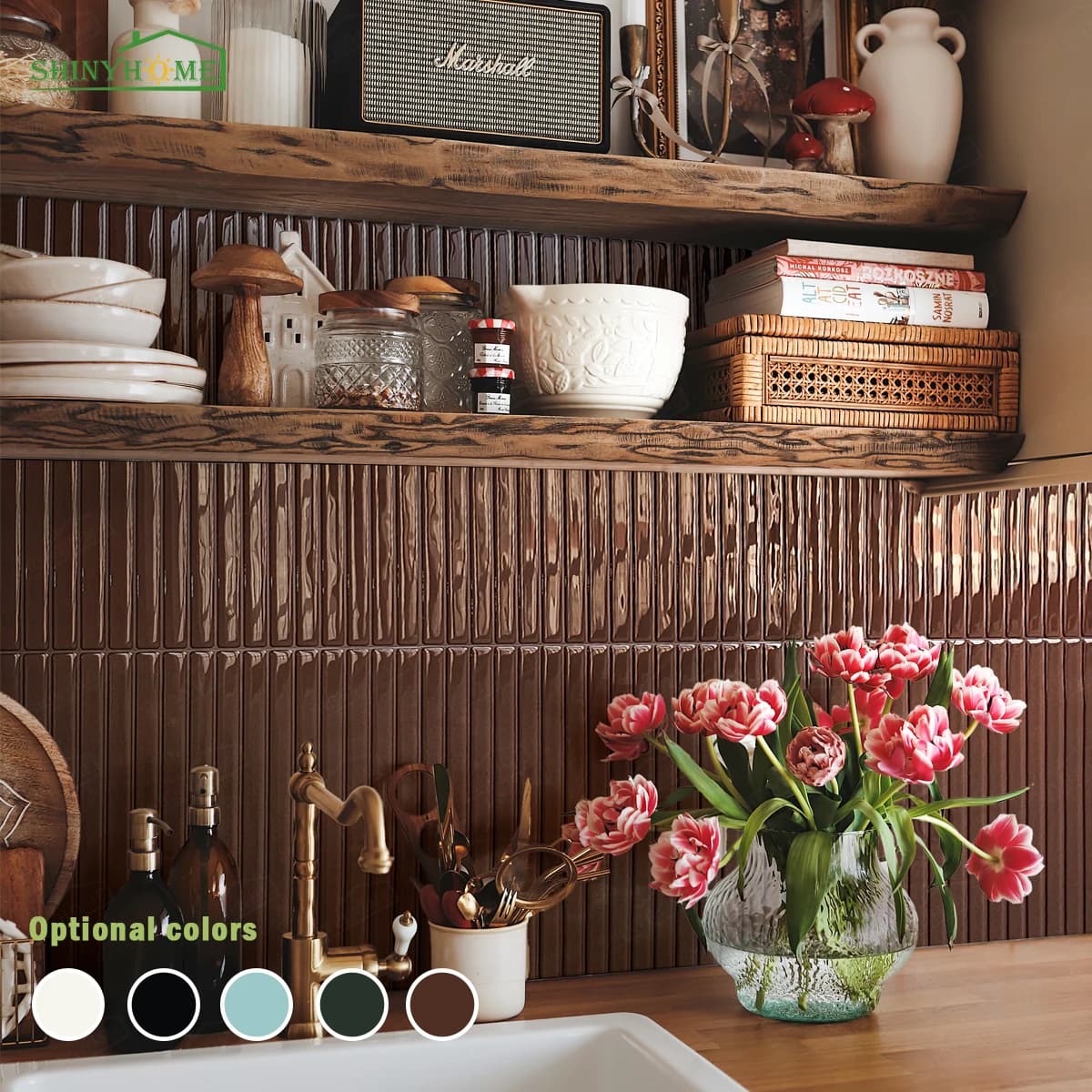 5/15 Pezzi Strisce Multicolori Adesivi murali autoadesivi Cucina Splashback Design addensato per la decorazione della parete di casa fai da te 22,9 × 29 cm
