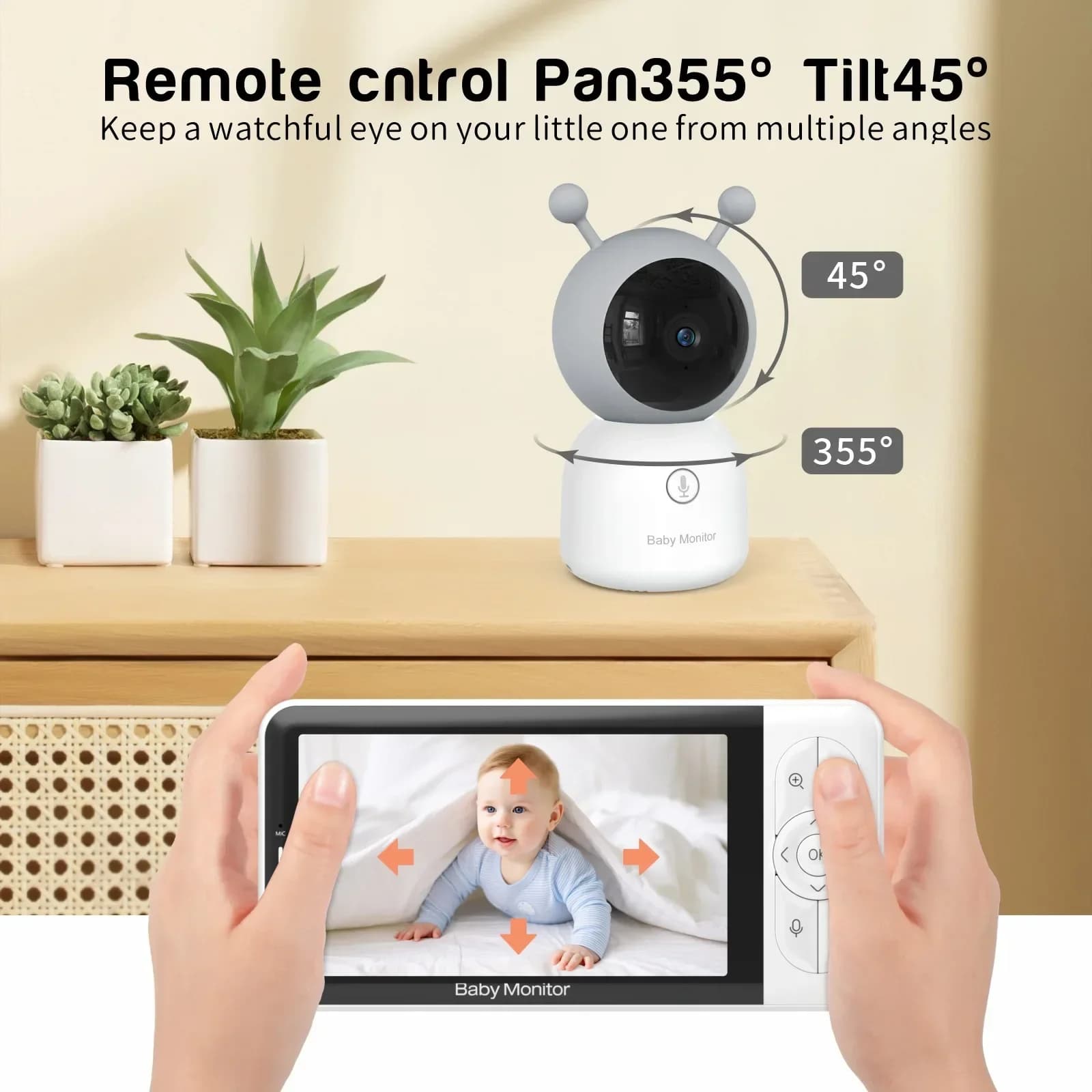 1080P 2KP WIFI Dual Mode Baby Monitor 5 pollici HD Baby Monitor automatico per visione notturna App e controllo monitor Dispositivo per la cura del bambino B6ts