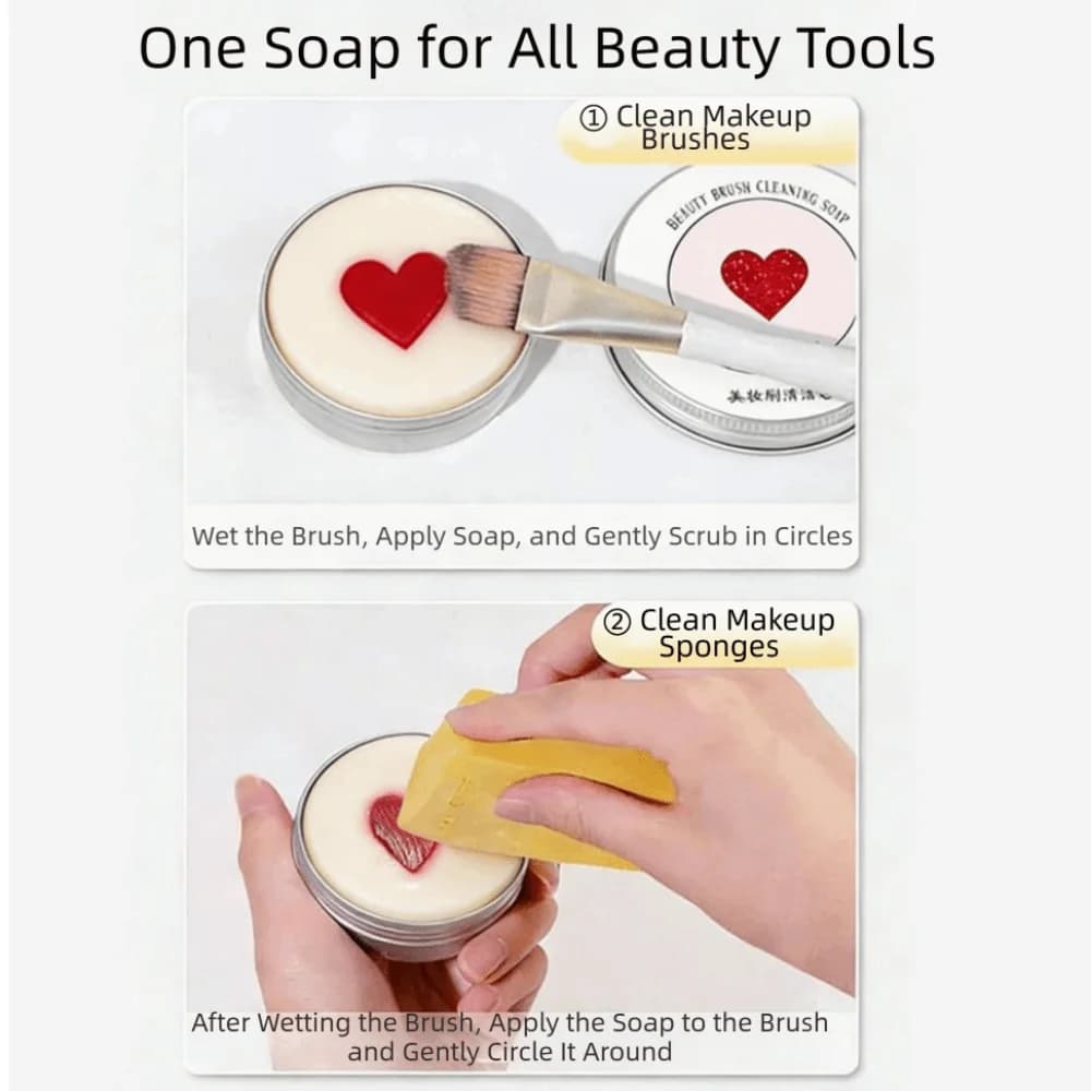 Hand-washing Makeup Brush Cleaner Soap Heart Shape Silicone Pad Brush Cleaning Tool Deep Cleaning Solid Bar