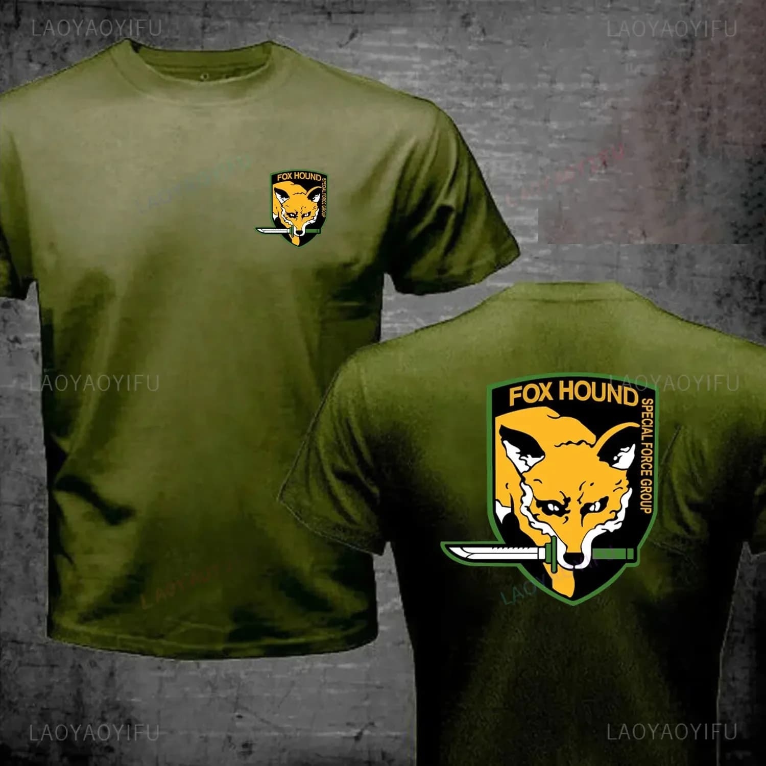 Il metallo Solid Snake 5 V Foxhound Special Force Group Fox Hound T-shirt in cotone Vendita calda Abbigliamento fitness Stampa Tee Shirts