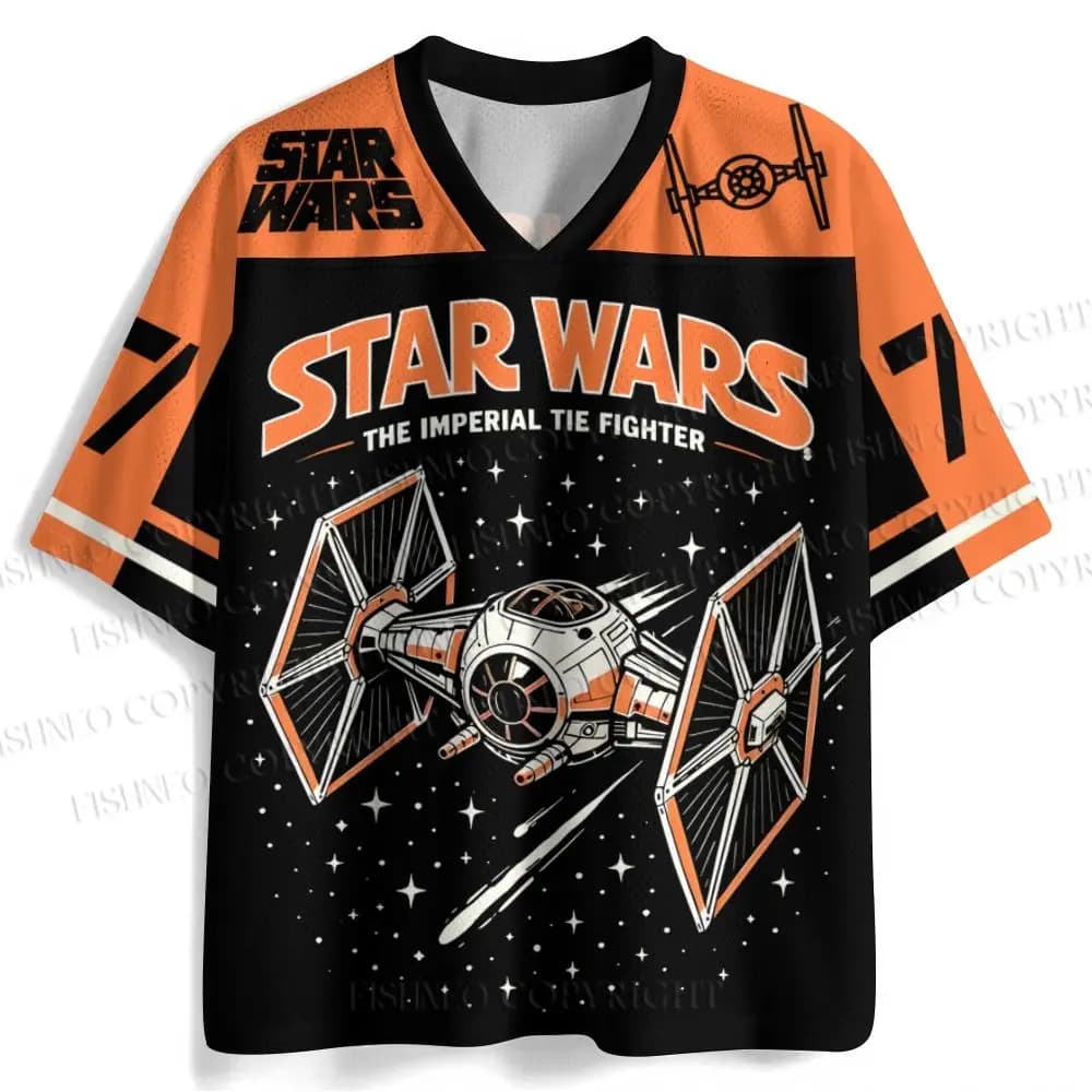 2026 Unisex Star Wars Imperial TIE Fighter Themed American Style Mesh Sports Jersey Breathable Casual Streetwear Sci-Fi Fans Tee