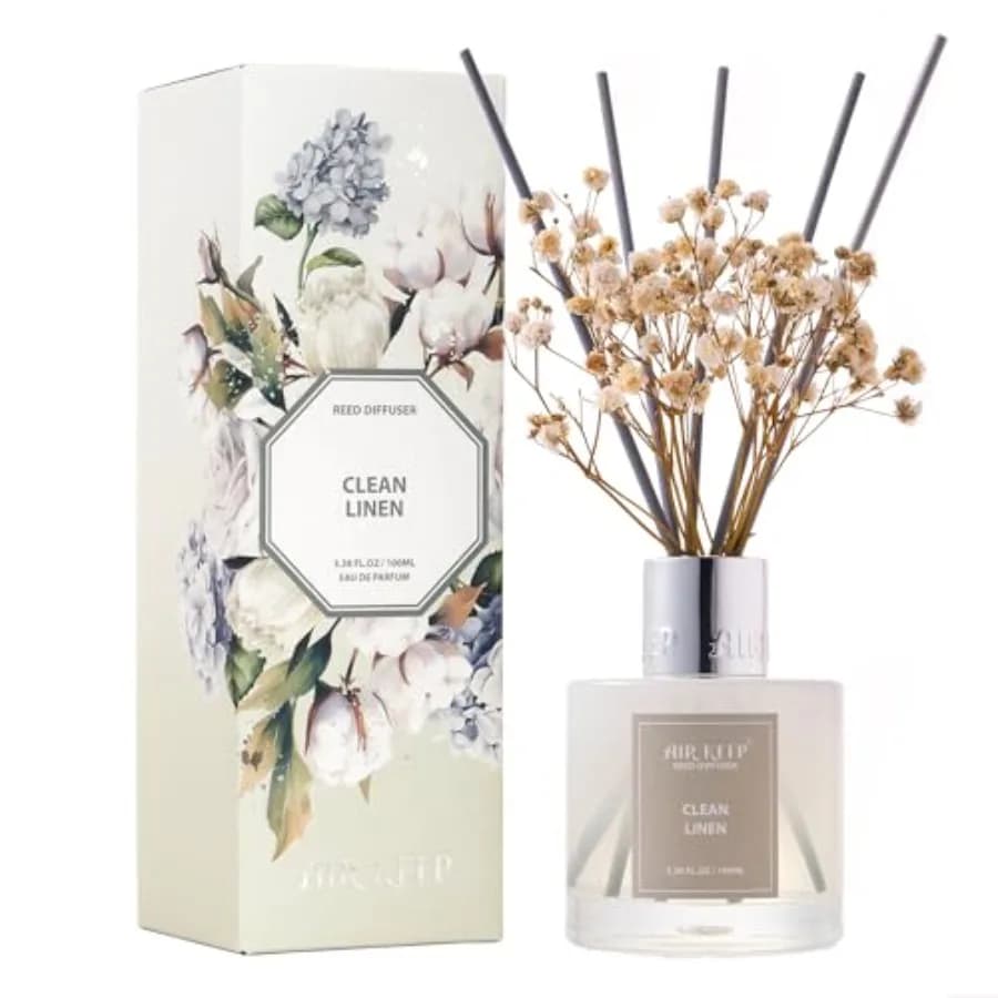Set Diffusore a Bastoncini / Profumo Biancheria Fresca / 200ml / 1 Confezione / Set Regalo Olio Aromaterapico per Casa e Ufficio