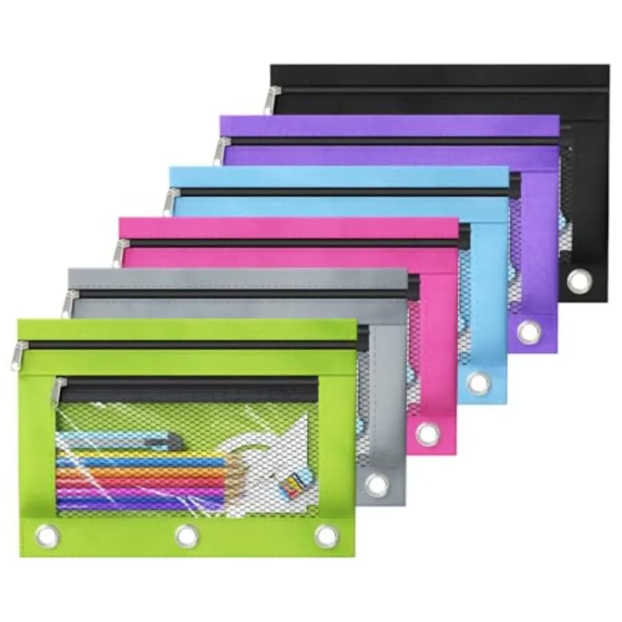 Buste per picchetto Binder Custodia per picchetto per raccoglitore a 3 anelli Doppia tasca Custodia trasparente per finestra per raccoglitore Sacchetti per picchetto con cerniera con riv