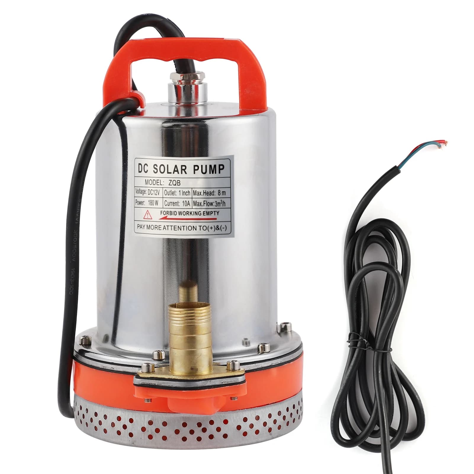 Pompa sommergibile Batteria piccola Pulizia solare della piscina Ascensore da 8 metri Cavo da 2,1 metri DC 12V 180W/24V 220W