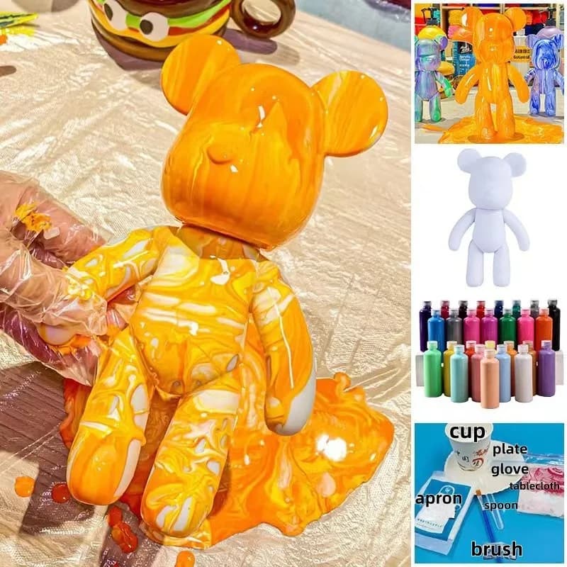 23 cm Vernice fai da te Fluido Orso Figura Pigmento fatto a mano Bambola Vinile bianco Orso Figurine Scultura Accessori da tavola Decorazioni per la casa Regali
