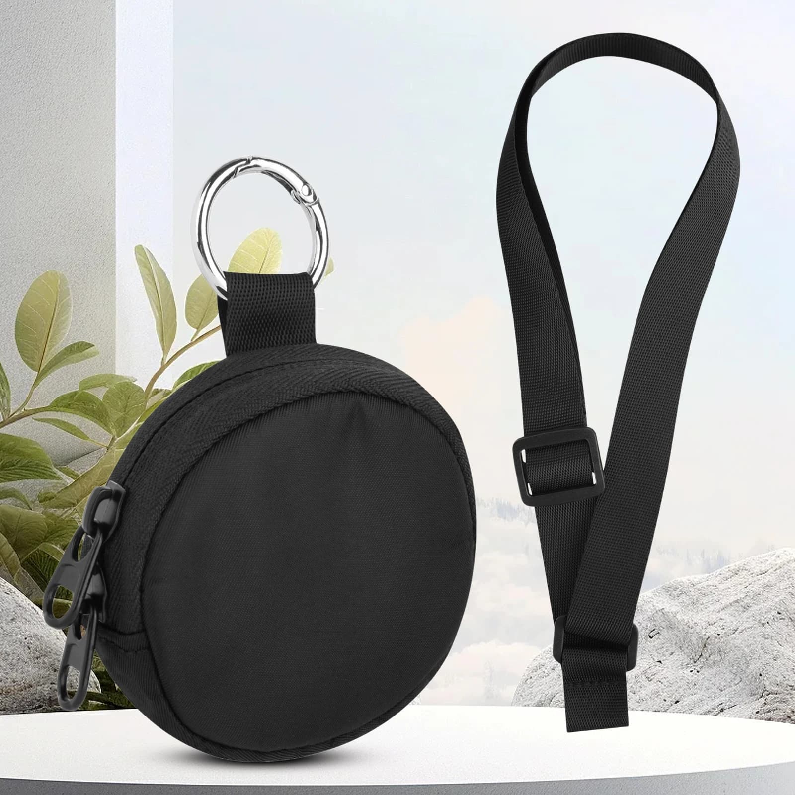 Game Accessory Storage Case for Pocket Monster Go Plus Nylon Dual Zipper Detachable Carabiner Neck Strap Pouch