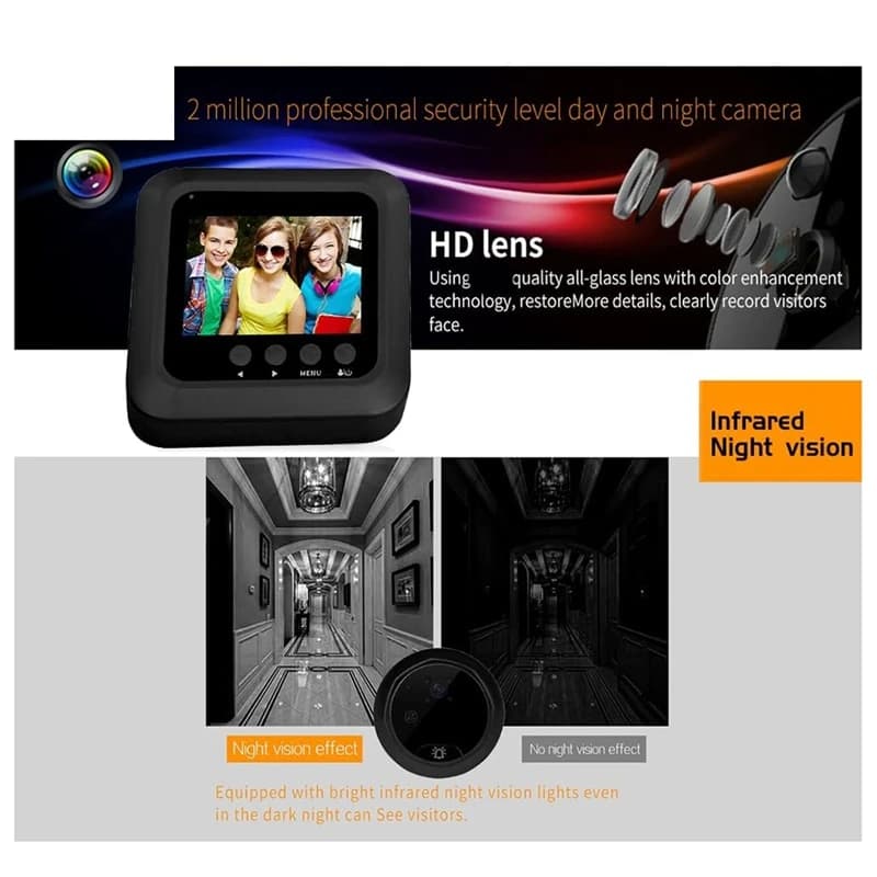 Telecamera di Sicurezza per Spioncino, Campanello Intelligente, Schermo LCD da 2,4 Pollici, Telecamera di Sorveglianza Digitale per Porta-A09I
