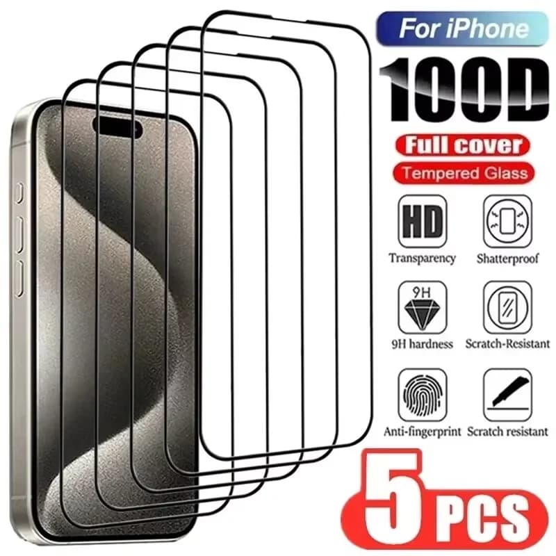 5 pezzi di vetro protettivo per iPhone 13 11 12 14 15 16 17 Pro Max Mini protezione schermo per iPhone 17Air 16e XS MAX vetro a copertura totale