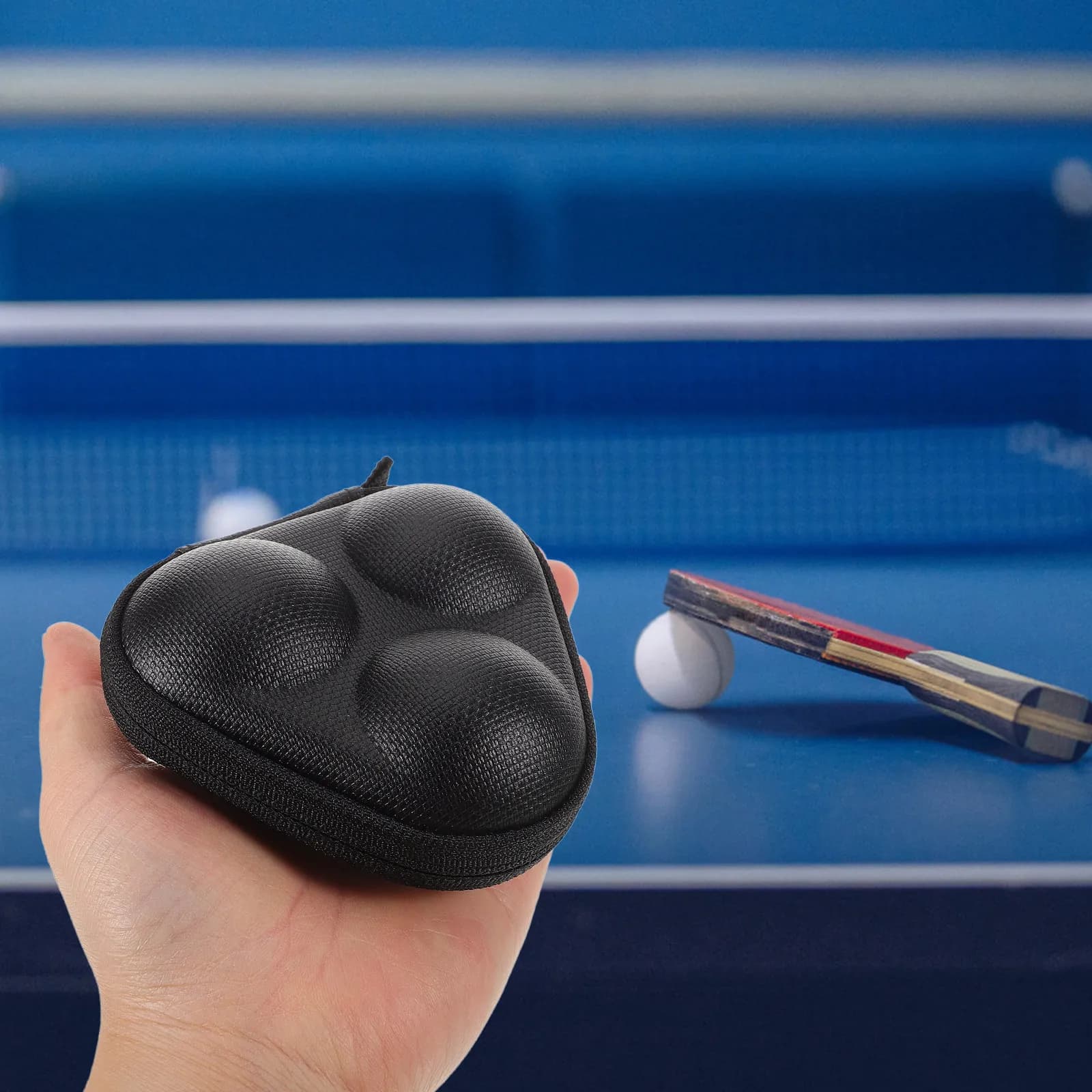 Scatola Portapalline da Ping Pong Triangolare in EVA Nera, Contenitore Portatile per Palline da Tennis da Tavolo per Uso Interno ed Esterno