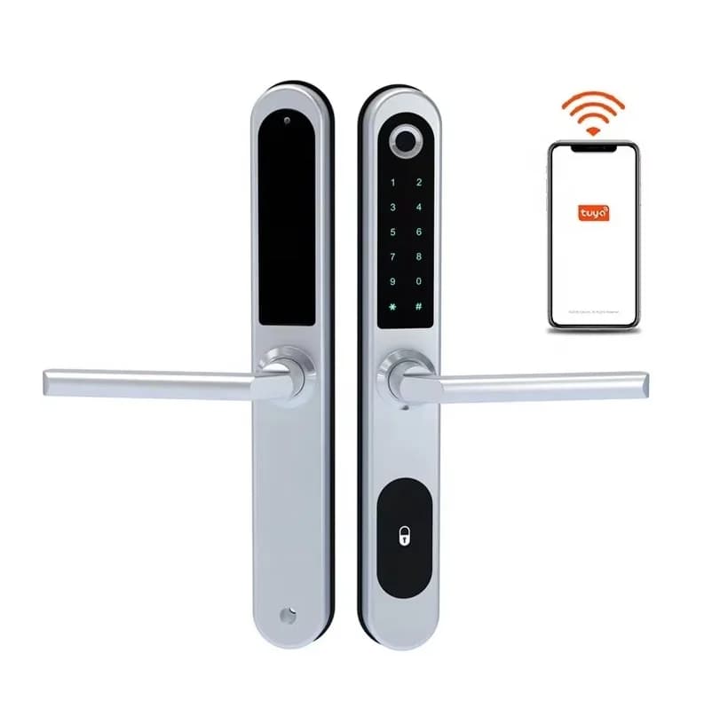 Serratura Intelligente in Alluminio con Impronta Digitale, RFID, Maniglia Bluetooth Compatibile con Tuya TTlock, Serratura a Mortasa per Sicurezza Domestica