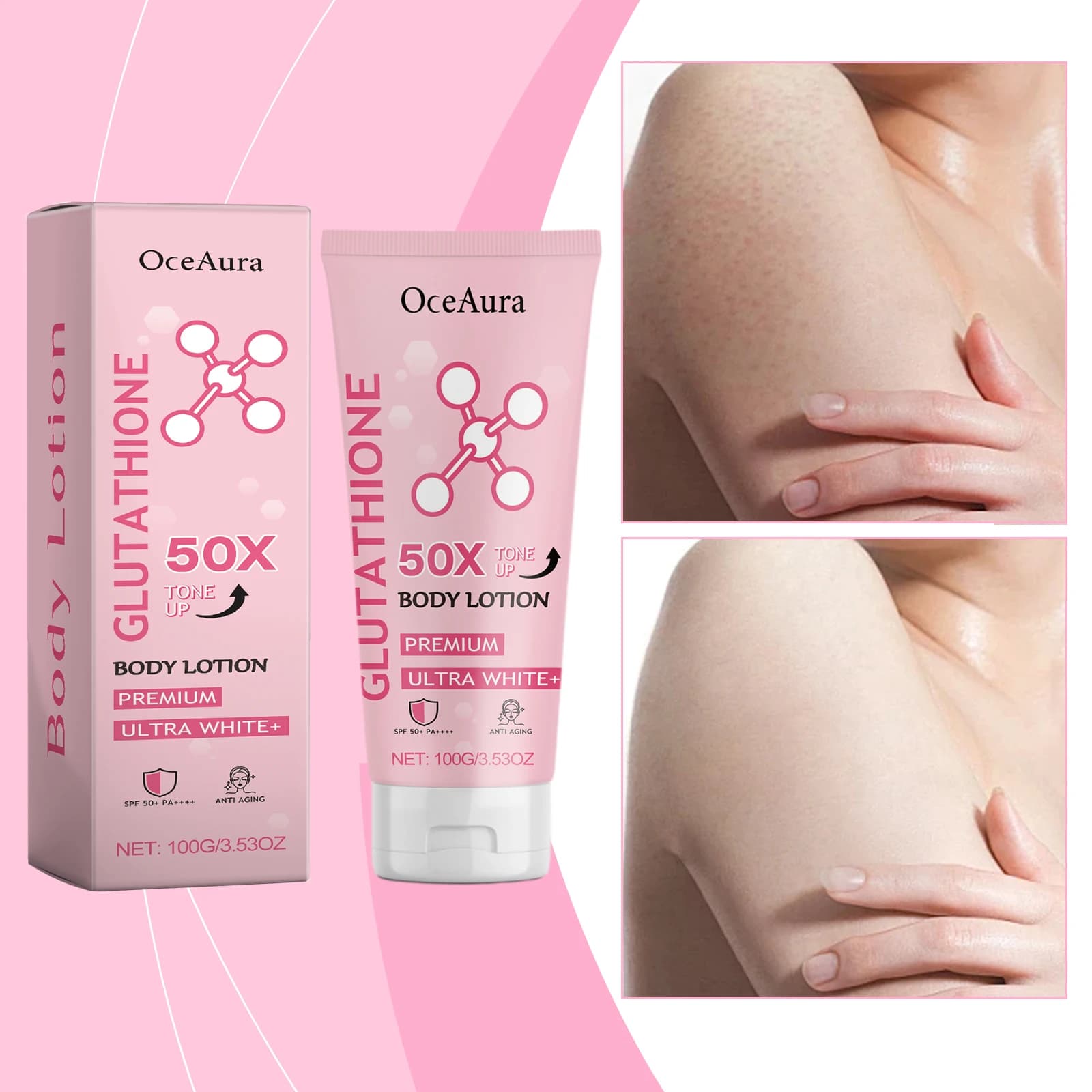 Glutathione Niacinamide Body Lotion Skin Brightening Hydrate Revitalize Even Skin Tone Face Bleaching Lightening Care white skin