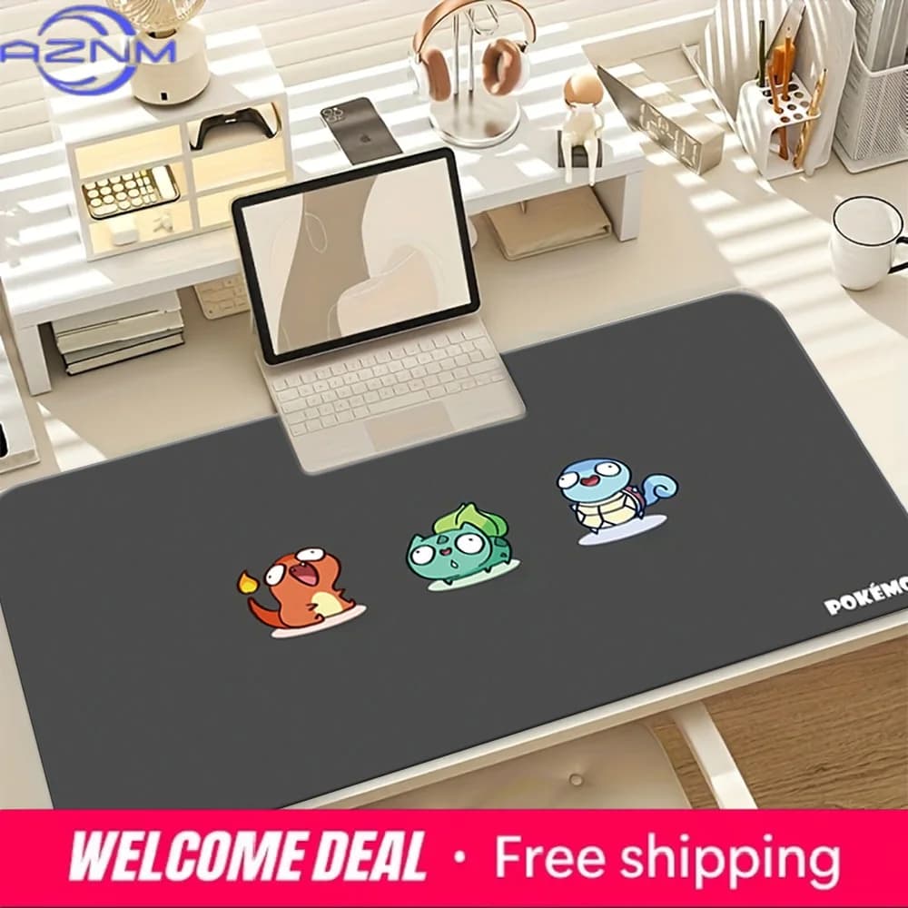 Pokemon Kanto Starters Cute Cartoon Gaming Mouse Pad Tappetino da scrivania antiscivolo
