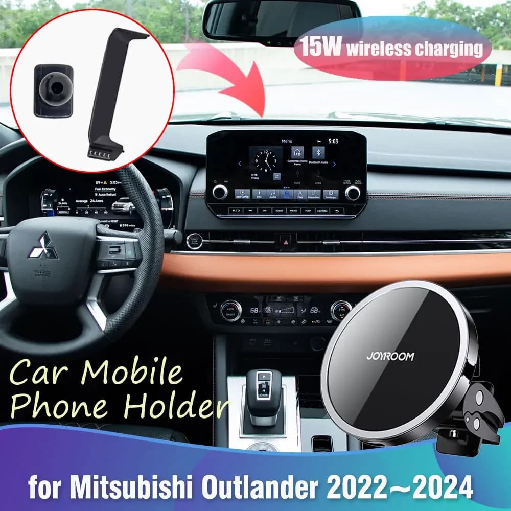 Supporto per telefono da auto per Mitsubishi Outlander PHEV GM GN ZM 2022 2023 2024 Clip supporto magnetico accessori per ricarica rapida Wireless