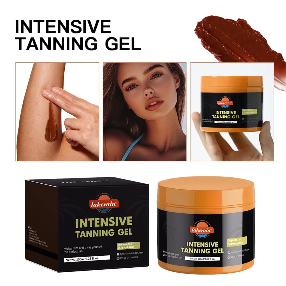 Intensive Tanning Gel Browning Tan Accelerator Non-Greasy Water-Resistant Coconut Oil Moisturizing Hydrating Body Tanner Makeup