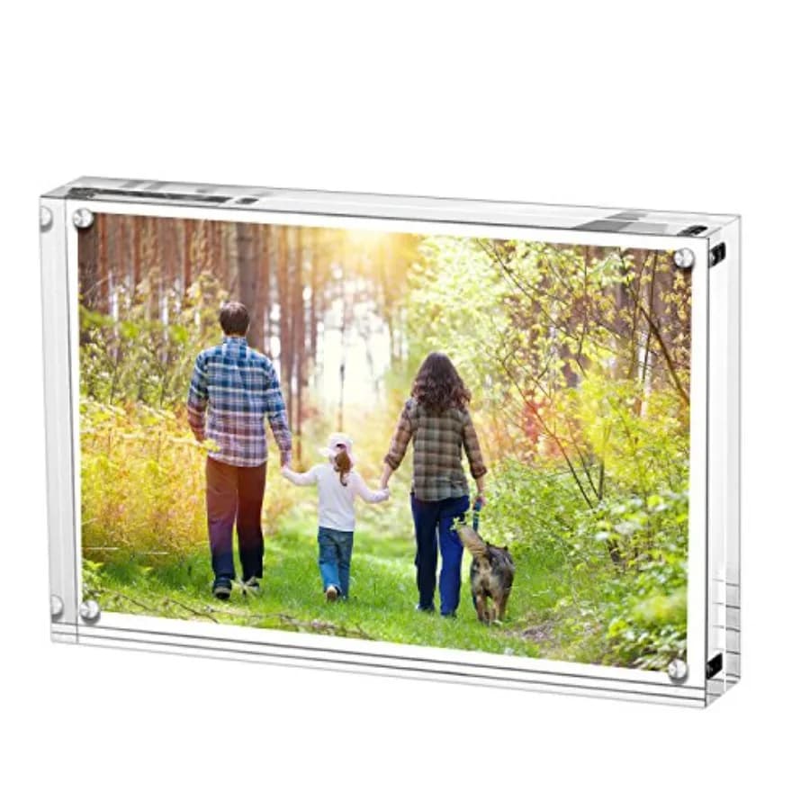 4x6 Inch Acrylic Picture Frame, Double Sided Clear Frameless Photo Frame with Magnetic Desktop Transparent