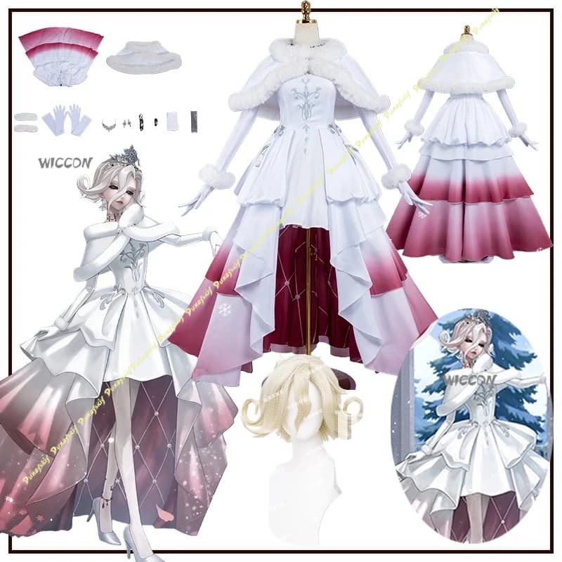 Identity V Mary Bloody Queen Cosplay Costumes Girl Wig Dress Cute Plush Winter Clothe Cos Props Woman Skirt Valentine Gift Suit