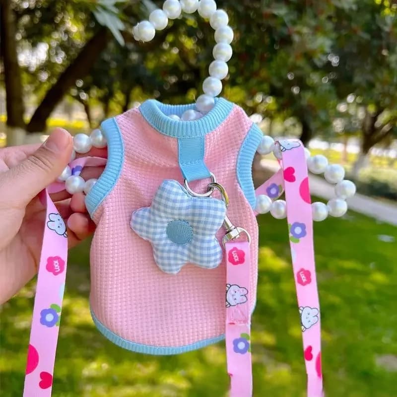 Abbigliamento primaverile/estivo per cani e gatti, traspirante, anti-UV, anti-perdita di pelo, per cuccioli e gattini, con anello per guinzaglio.
