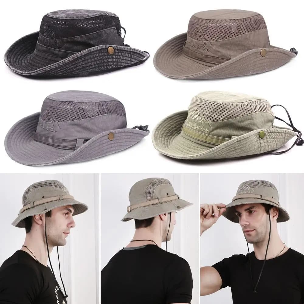 Breathable Wide Brim Men & Women Sun Protection Hat Jungle Hat Bucket Hat Fishing Cap