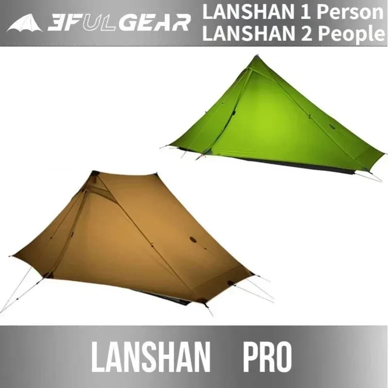 3F UL GEAR Lanshan Pro Tent for 1-2 Persons, Trekkingless Tent, Camping 3-4 Seasons, Ultralight Nylon 20D