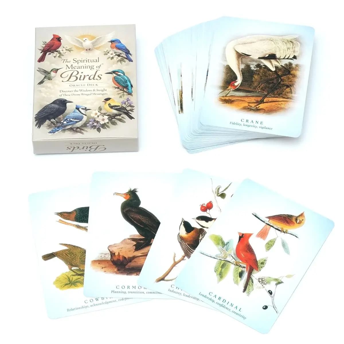 The Spiritual Meaning of Birds Oracle Deck 10.5*7.5cm, 50 Pcs Nature-Inspired Fortune Telling Cards for Insight & Wisdom