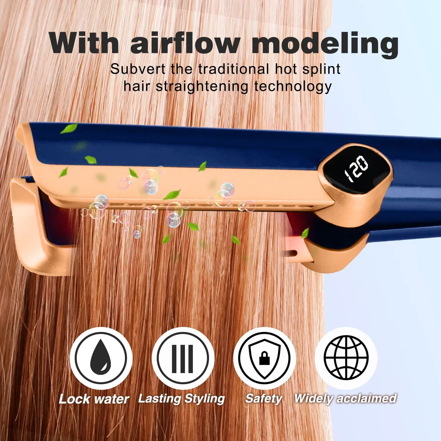 Multi Styler 2in1 con Display LCD, Asciugacapelli e Piastra per Capelli Bagnati e Asciutti, Portatile con Tecnologia Ionica