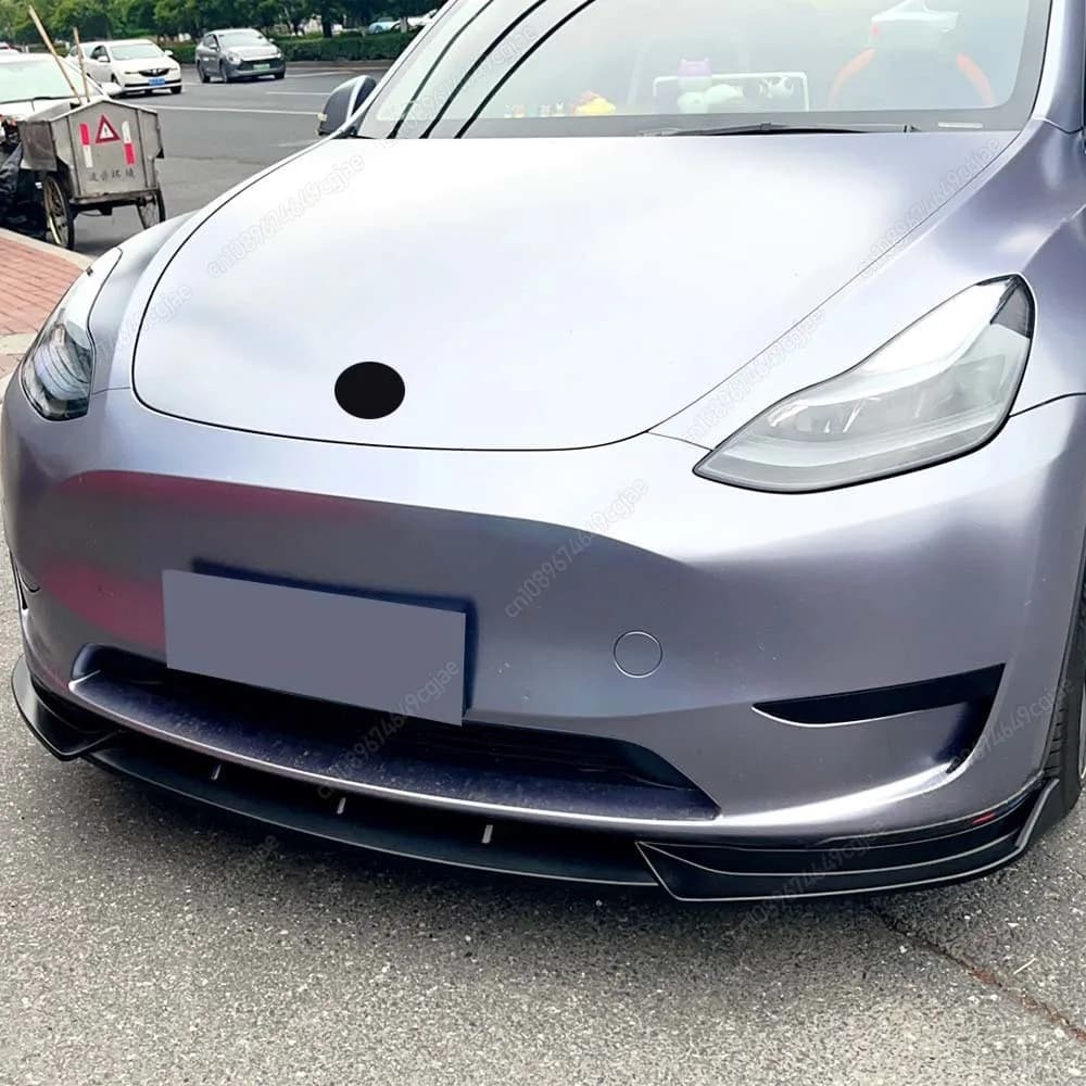 For Tesla Model Y 2020-2024 Body Kit Car 3PCS Front Bumper Lip Deflector Splitter Chin Diffuser Spoiler Accessories Black Tuning