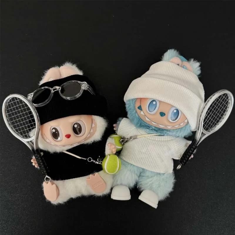 Clothes for dolls Labubu Accessories for clothes Tennis rack for 15-17 cm Dolls Labubu Idol Dresses Hat Set Clothing Accessories Labu
