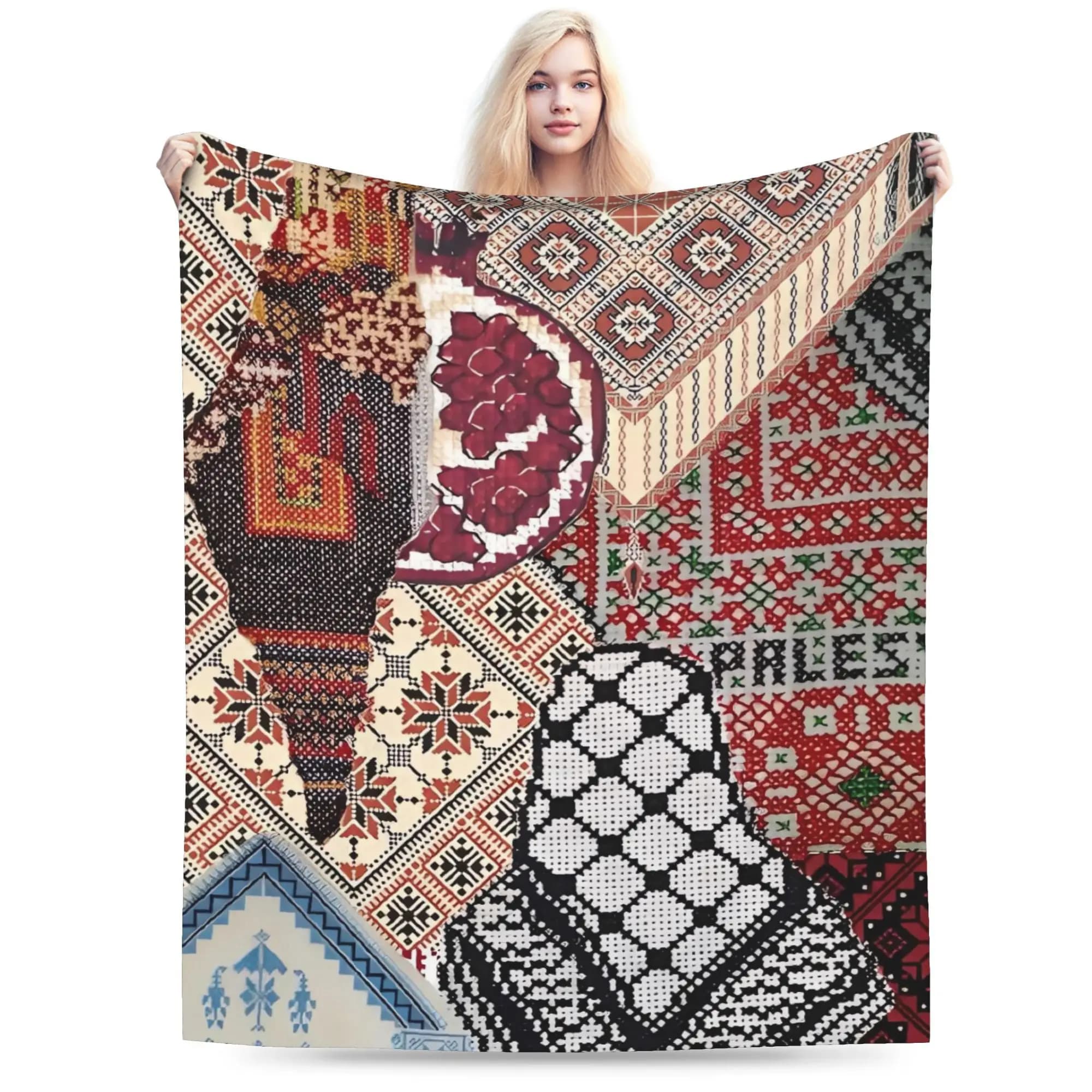 Warm BlanketGirls Boys Airplane Travel P-Palestines Keffiyeh Throw Blanket Flannel Bedspread Living Room Novelty Sofa Bed Cover