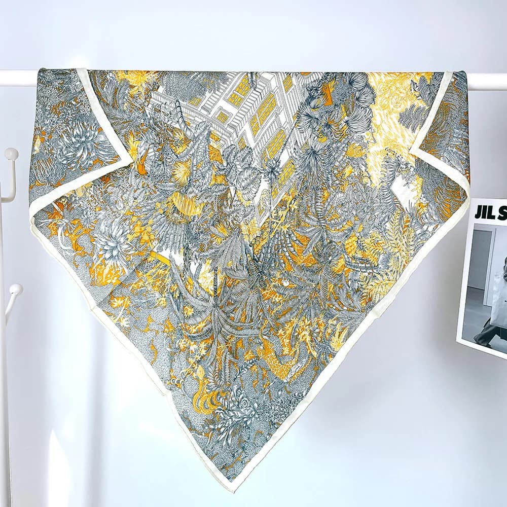 Double Faced Silk Wool Scarf 85CM Winter Luxury Hand Rollerd Shawls Women Square Bandanas Scarves Mother Christmas Gift