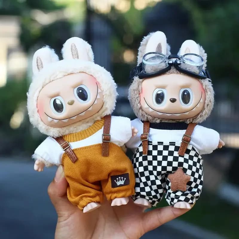 17 centimetri Mini Peluche Vestiti della Bambola Vestito Accessori Per La Corea Kpop Eso Labubu Idol tuta pantaloni set Macaron bambola Abbigliamento Regalo