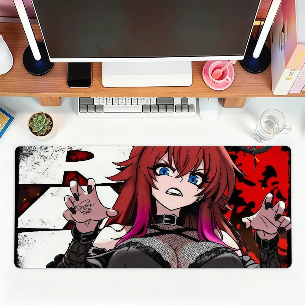 Anime Mouse Pad Gamer XXL Keyboard Table Mat Red Pink Gradient Hair Blue Eye Anime Girl Multi Scene Office Gaming Home Desk Mat