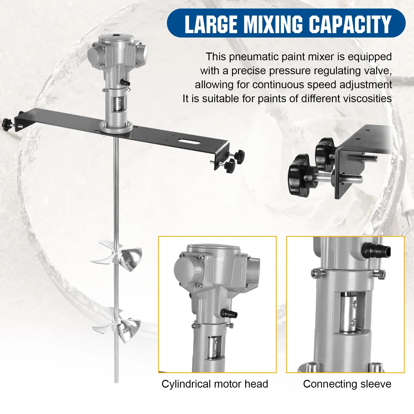 50 gallon paint mixer (200L) with 1/2 HP agitator and support for inks/chemical/adhesive products