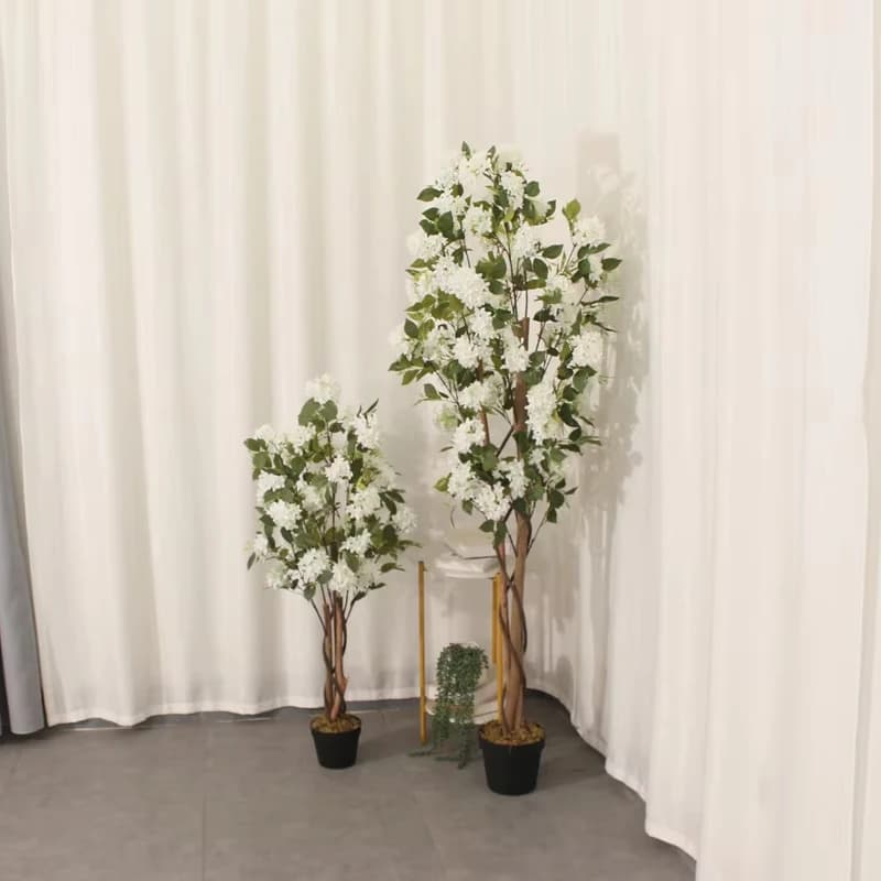 Piante Artificiali Grandi, Alberi di Fiori Bianchi Simulati per Decorazione Esterna di Hotel e Casa, Piante Artificiali Personalizzate