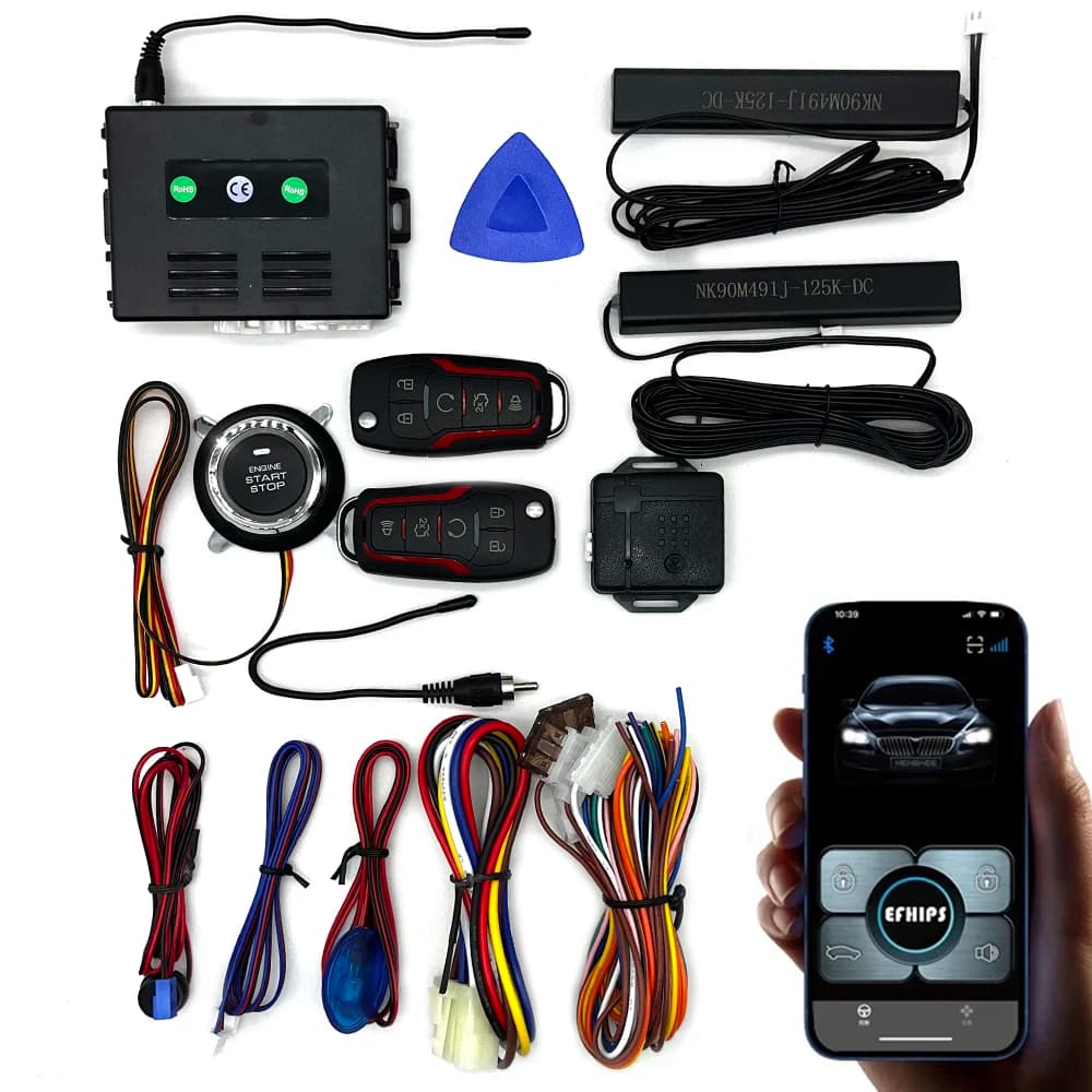 Avvio senza chiave del sistema di chiusura della porta centrale dell'auto, set completo di accessori per l'arresto di avvio remoto del sistema di caricamento e avviamento