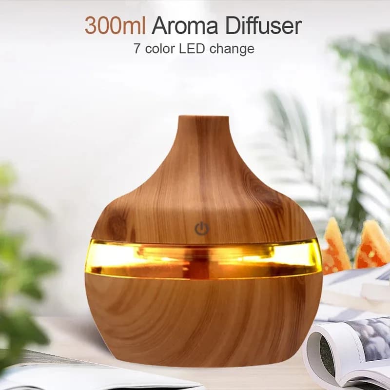 300ML Umidificatore Olio Essenziale Diffusore di Aroma Casa Ad Ultrasuoni Grano di Legno umidificatore USB Mist Maker umidificatore purificatore