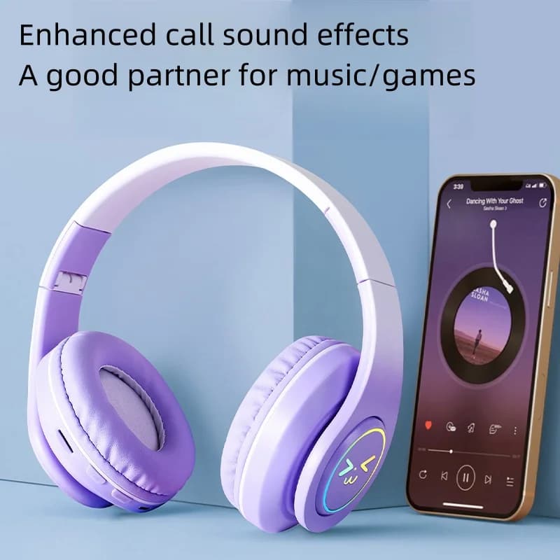 2619016 SONY Wireless Bluetooth Headphones for Computer RGB Glowing Smiley Face Noise Reduction Gaming Headset Gamer Bass Sport