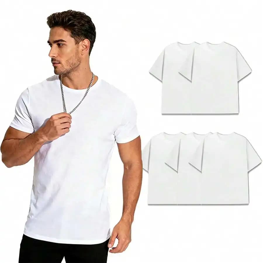 Confezione di T-Shirt Casual da Uomo in Cotone con Collo Rotondo