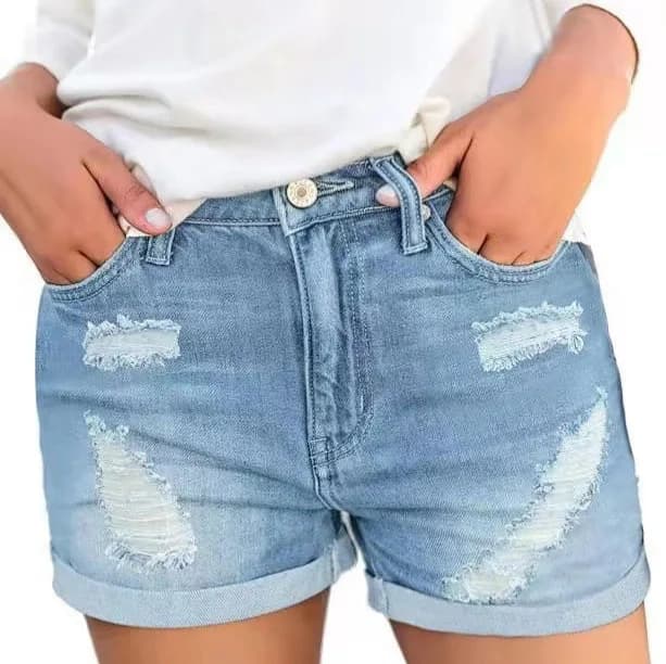 Y2K Stylish Denim Pants Streetwear Trousers with Hole Natural Waist Straight Leg Jeans for Women Spring Dirty Pink Folded