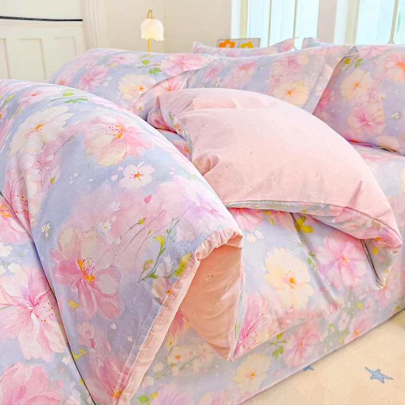 Cute Print 100% Cotton Duvet Cover Set,Breathable Bedding Set with Pillowcases for Adults Kids Bedroom Decor Comforter Cover Set