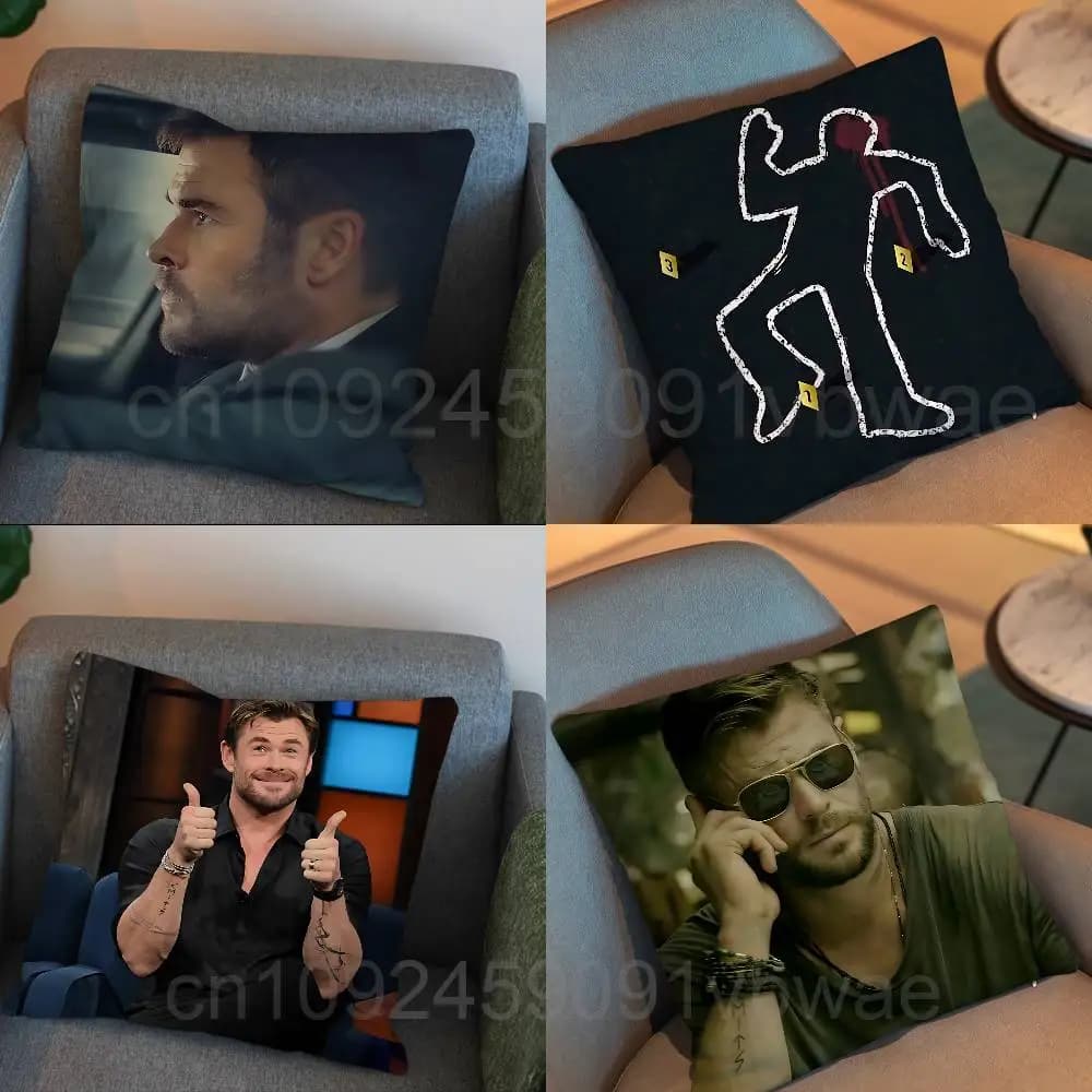 Fodera per cuscino Crime 101 Chris Hemsworth, antipolvere, con cerniera invisibile, in morbido peluche, per divano