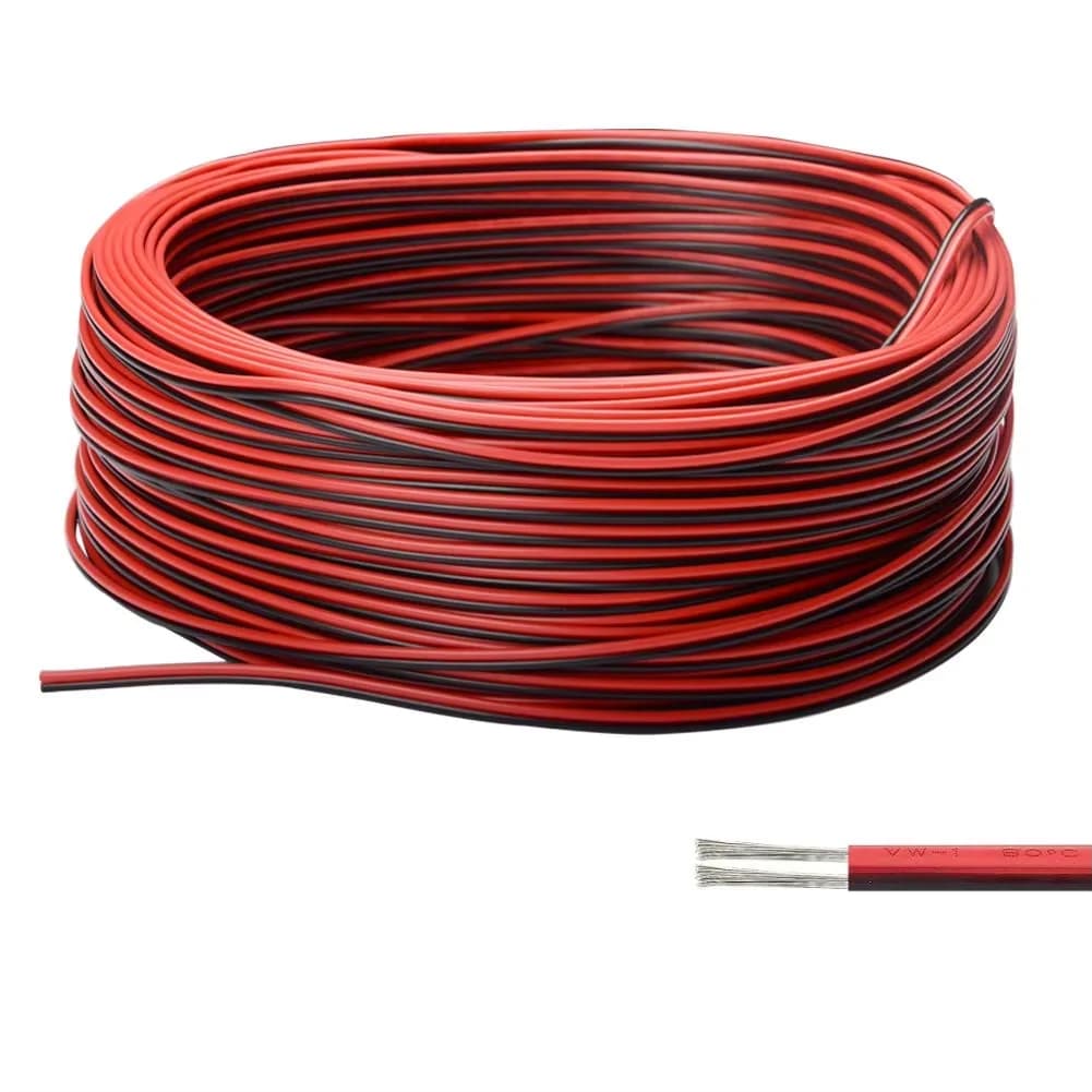 Black Red Insulated Copper PVC Electric Cable 20 Meters 2PIN For Extension Cable For Single Color LED Strip 22AWG