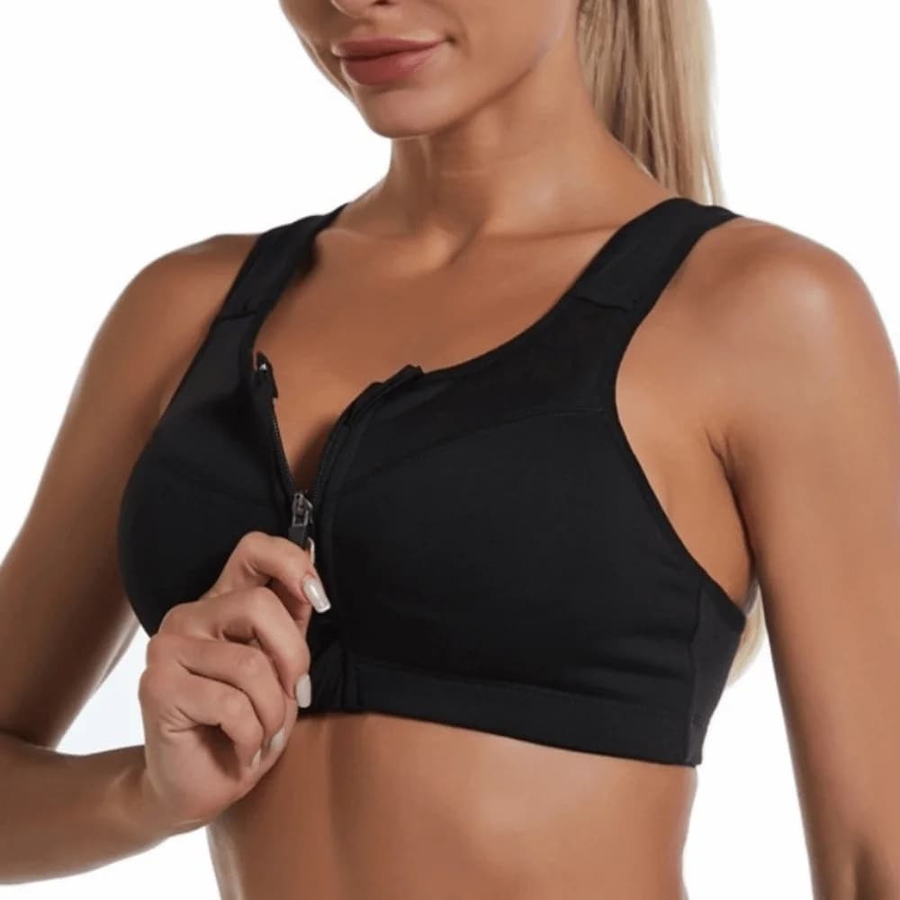 Zipper Sports Bra Breathable Anti-shake Design Fitness Back-breasted Vest Moisture-Wicking Adjustable Yoga Underwear Gym