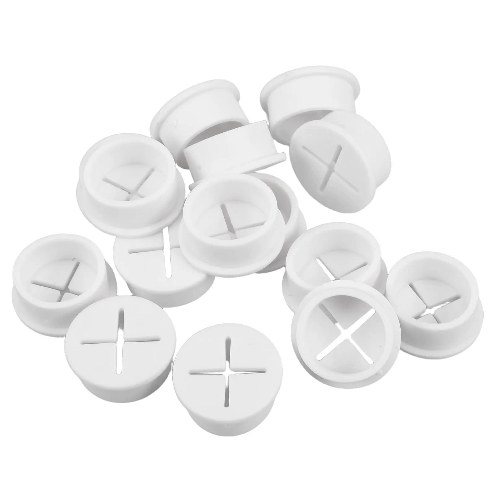 Set di 15 Passacavi in Plastica Rinforzata, Coperture Rotonde per Cavi da Scrivania, Organizzatore per Gestione Fili da Ufficio