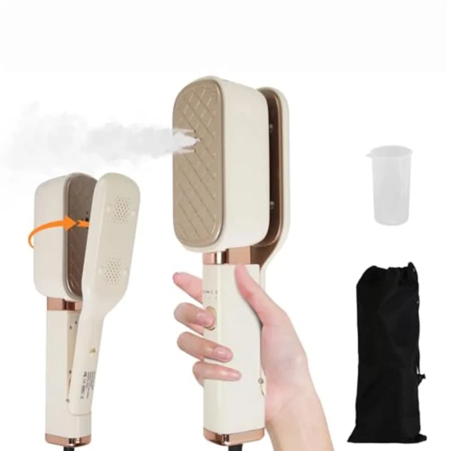 Vaporizzatore da Viaggio 3 in 1 per Vestiti 1000W, Stiratore Portatile con Testa Girevole a 180° - Ferro da Stiro con Clip per Appendere, Vaporizzatore a Secco