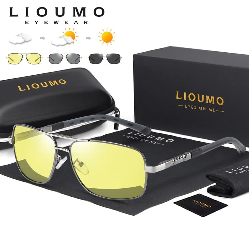 Polarized sunglasses by brand LIOUMO, photochromatic sunglasses for men and women, driving glasses, anti-reflective glasses, gafas de sol hombre