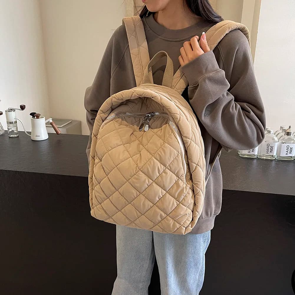 Zaino Trapuntato con Tracolla Regolabile per Uomo e Donna, Zaino per Laptop con Cerniera, Zaino da Viaggio, Borsa per Studenti, Zaino Carino