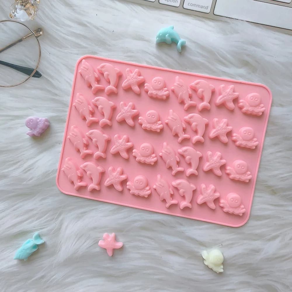 Multicavity Marine Animal stampo per cioccolato in Silicone Dolphin Candy Jelly Baking Mold Starfish Cake Decor Making Set vassoio per il ghiaccio regali
