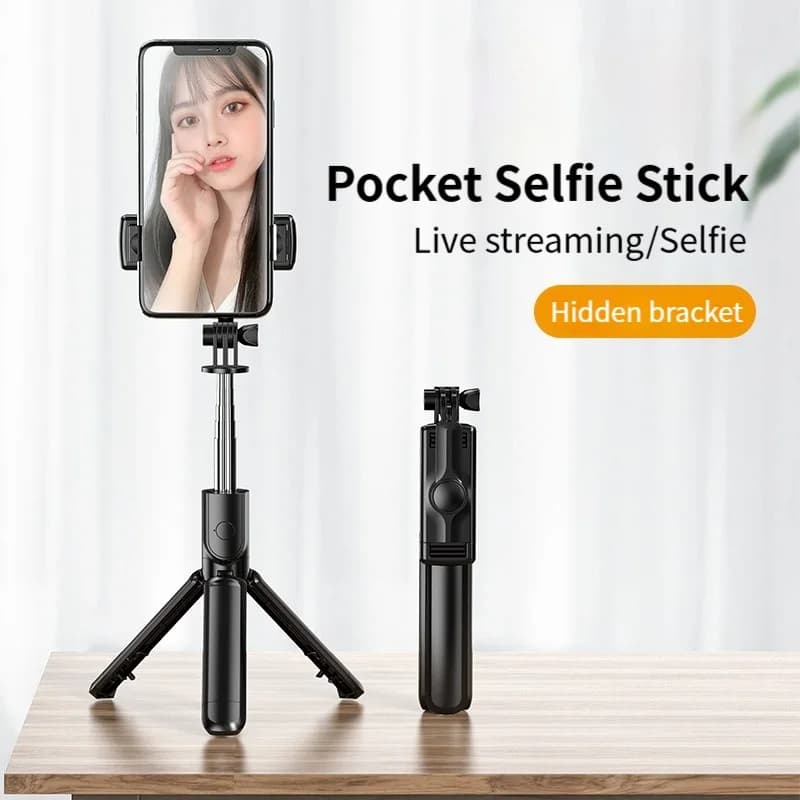 Treppiede estensibile portatile senza fili per selfie stick con telecomando Bluetooth per iPhone Android Vlog Staffa per streaming live