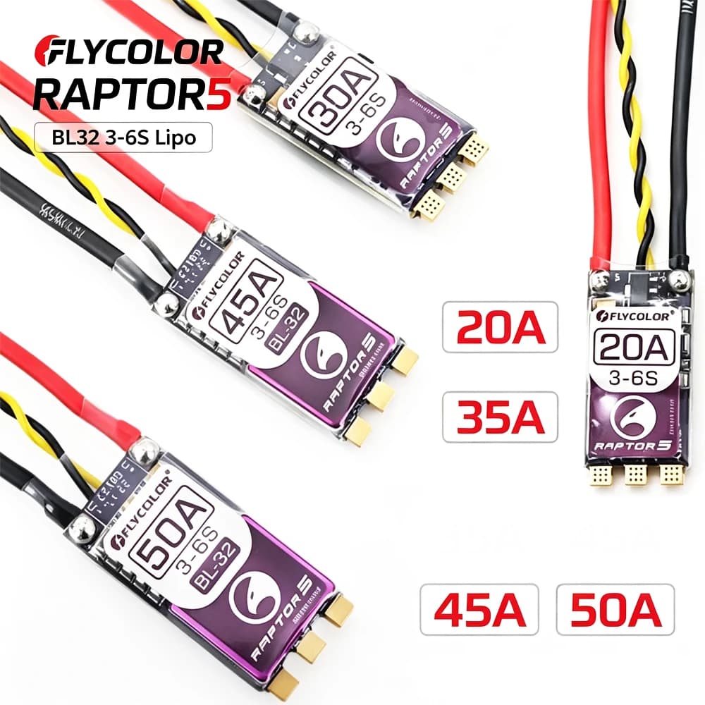 Flycolor Raptor5 BL32 ESC 20‑50A 3‑6S Lipo Speed Controller For FPV Racing Drone Quadcopter